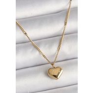 Shoecide 316L Çelik Gold Renk Zincir Love İşlemeli Kalp Figür Kadın Kolye