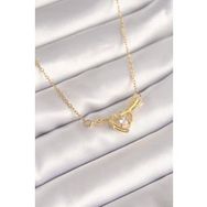 Shoecide 316L Çelik Gold Renk Zincir Zirkon Taşlı Ok Kalp Model Kadın Kolye