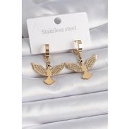 Shoecide 316L Çelik Gold Renk Zirkon Taşlı Anka Kuşu Model Kadın Küpe
