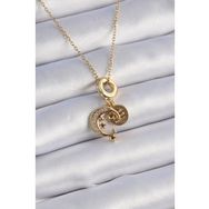 Shoecide 316L Çelik Gold Renk Zirkon Taşlı Ay Yıldız Model Charm Model Kadın Kolye