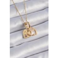 Shoecide 316L Çelik Gold Renk Zirkon Taşlı Sonsuzluk Kalp Figür Charm Model Kadın Kolye