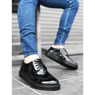 Shoecide BBO0003 Siyah Renk Bağcıklı Yüksek Taban Rugan Erkek Klasik Ayakkabı