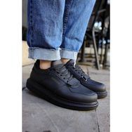 Shoecide CH073 CST Flatline Siyah Renk Kalın Taban Erkek Günlük Ayakkabı