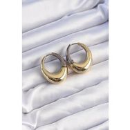 Shoecide Pirinç Gold Gümüş Renkli Oval Bombeli Küpe