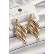 Shoecide Pirinç Gold Renk 3 Sıra Dalga Model Kadın Küpe