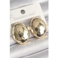 Shoecide Pirinç Gold Renk İşlemeli Bombe Oval Model Kadın Küpe