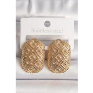 Shoecide Pirinç Gold Renk Motif İşlemeli Kadın Küpe