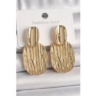 Shoecide Pirinç Gold Renk Sallantı Kare Plaka Model Kadın Küpe