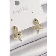 Shoecide Pirinç Gold Renk Zirkon Taşlı Yılan Model Kadın Küpe