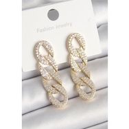 Shoecide Pirinç Gold Renk Zirkon Taşlı Zincir Model Kadın Küpe