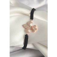Shoecide Pirinç Rose Renk Zirkon Taşlı Zambak Model Asansörlü Makrome Model Kadın Bileklik