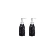 Sia BANYO SETİ MERMER DESENLİ SİYAH SIVI SABUNLUK İKİ ADET 8X8X17CM 300ML