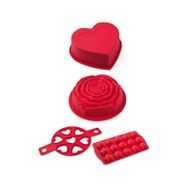 Silicolife SET010 Sevgiliye Özel Kalp ve Gül Desenli Kek Pasta Kalıbı