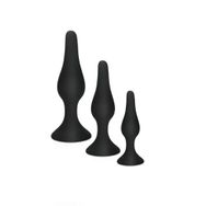 Silikon Vantuzlu S M Ve L Model Siyah Anal Plug Tıkaç Seti