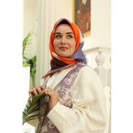 Silk Home 11405-16 Kahve-Sarı Desenli Tivil İpek Eşarp