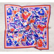 Silk Home 11405-21 Saks Mavi-Somon Desenli Tivil İpek Eşarp
