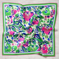 Silk Home 11405-22 Yeşil-Saks Mavi Desenli Tivil İpek Eşarp