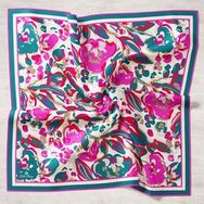 Silk Home 11405-40 Turkuaz-Fuşya Desenli Tivil İpek Eşarp