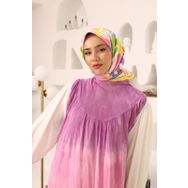 Silk Home 11406-36 Sarı Yaprak Desen Tivil İpek Eşarp