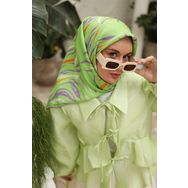 Silk Home 11432-06 Fıstık Yeşili Desenli Tivil İpek Eşarp
