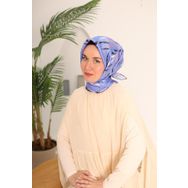 Silk Home 11432-57 Mavi Ekru Desenli Tivil İpek Eşarp