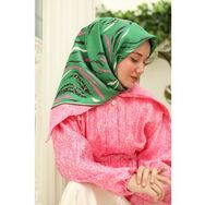 Silk Home 11432-58 Yeşil Pembe Desenli Tivil İpek Eşarp