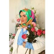 Silk Home 11433-31 Yeşil Pembe Karma Desen Tivil İpek Eşarp