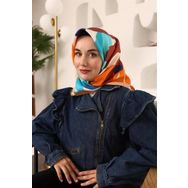 Silk Home SYR24930 Turuncu-Kiremit Çiçek Desen Tivil İpek Eşarp