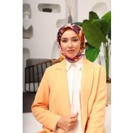Silk Home SYR25613 Mürdüm-Acı Kahve Yaprak Desen Tivil İpek Eşarp