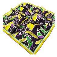 Silk Home SYR26610 Sarı-Yeşil Geometrik Yaprak Desen Tivil İpek Eşarp