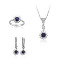 Silverlina Gümüş Mavi Çiçek Bayan Set