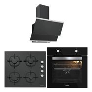 Silverline 3420 Classy - CS5335B01 - BO65E1B01 Siyah 3'lü Cam Ankastre Set