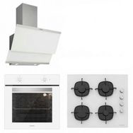 Silverline 3420 -cs5335w01-bo6501w01 Beyaz Cam Ankastre Set
