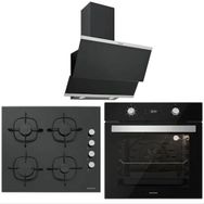 Silverline 3490+CS5335B01+BO6501B01 Siyah Cam Ankastre Set