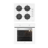 Silverline BO6501W01 - CS5335W01 Beyaz Cam Ankastre Set