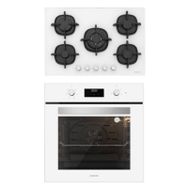 Silverline BO6502W02 - CS5365W01 Beyaz Cam Ankastre Set