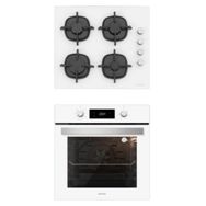 Silverline BO6504W01 - CS5343W01 Beyaz Cam Ankastre Set
