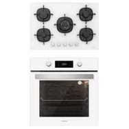 Silverline BO6504W01 - CS5365W01 Beyaz Cam Ankastre Set