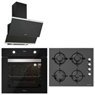 Silverline Siyah Cam 3420 Classy Siyah Davlumbaz CS5349B01 OcakBO65E1B01 Fırın Ankastre Set