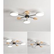 Simaavize 3'lü Beyaz Modern Ahşap Detaylı Led Avize