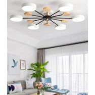Simaavize Modern Ahşap Detaylı 6'lı LED Beyaz Avize