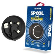 Simex Universal Micro / Type C / Lightning Spk-07 Spool 3in1 Makarali Siyah Data Kablosu