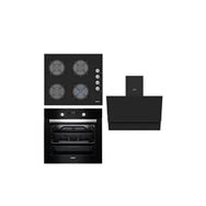 Simfer 7327-8703-3500 Siyah Cam Ankastre Set