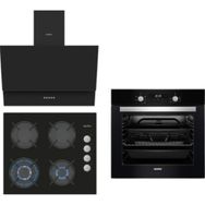Simfer 8708 - 7337 - 3508 6 Fonksiyon Süper Siyah Cam 3'lü Ankastre Set