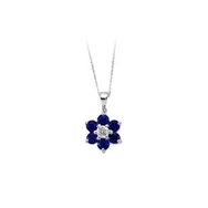 Sirius 0701P0026 Safir ve Pırlanta Taşlı Papatya Kolye