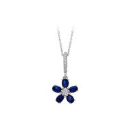 Sirius 0703P0006 Oval Safir ve Pırlanta Taşlı Menekşe Kolye