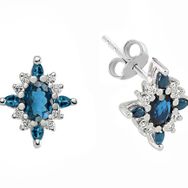 Sirius 0704E0160 Pırlanta ve London Blue Topaz Taşlı Mai Küpe