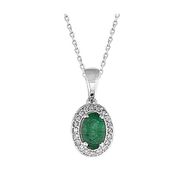 Sirius 0704P0044 Oval Zümrüt ve Pırlanta Taşlı Kolye