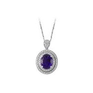 Sirius 0704P0062 Pırlanta ve Oval Ametist Taşlı Kolye
