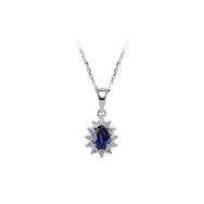 Sirius 0704P0067 Pırlanta ve Damla Safir Taşlı Anturaj Kolye